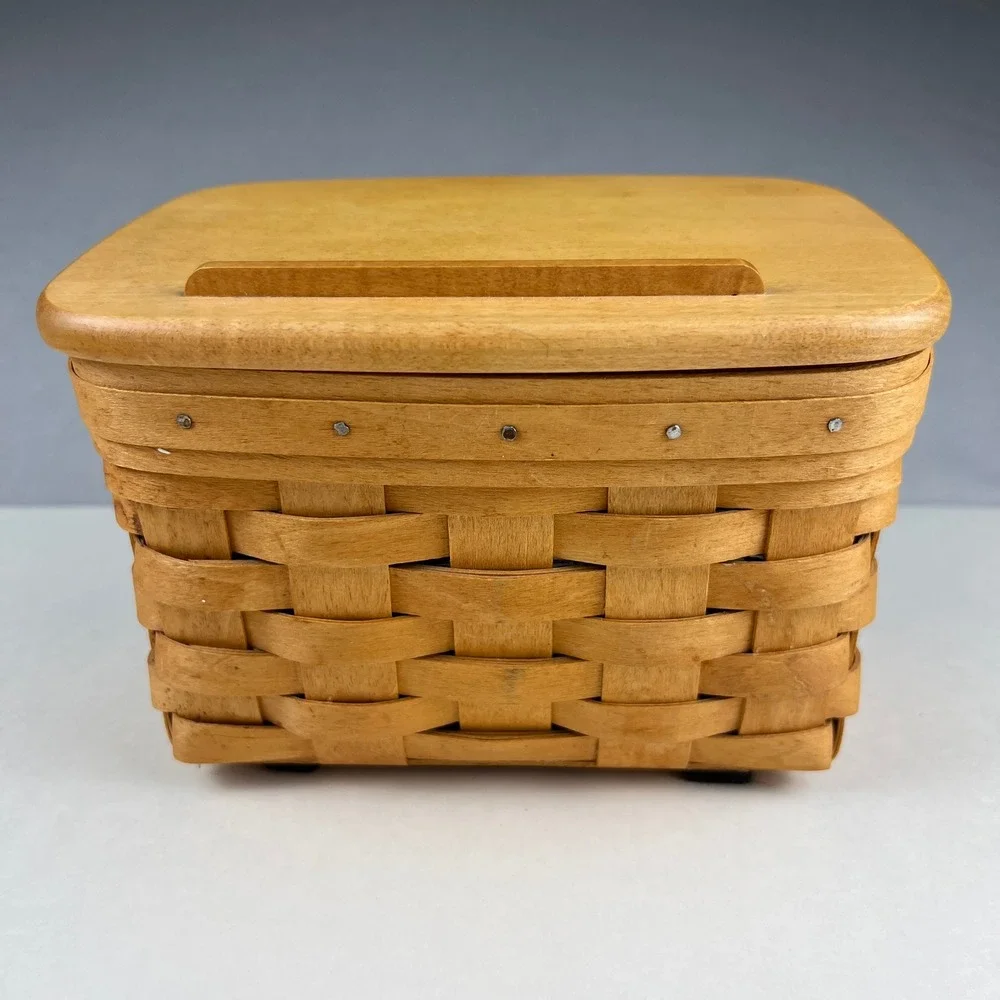 Longaberger Recipe Basket Small Brown Wood Lid Protector 17418 Farmhouse Decor